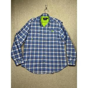 Vineyard Vines Performance Plaid Shirt Mens L Blue Harbor Fishing Casual Button
